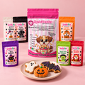 Kit Halloween Pet | Mix para Biscoito + Glacê 6 Cores. Imagem ilustrativa de preparo com IA.